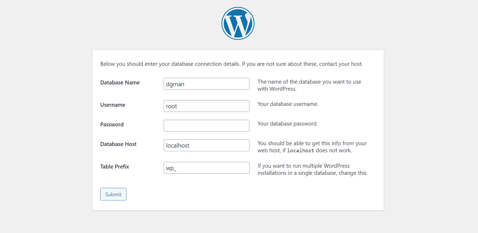 Connect wordpress with database