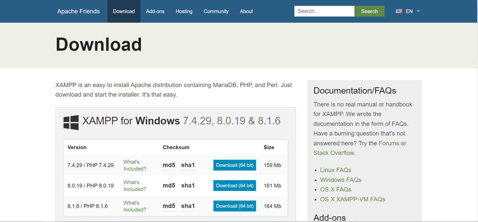Download Xampp