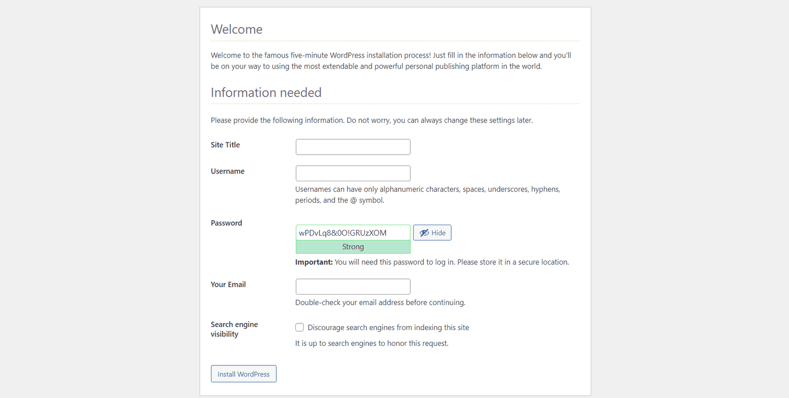 ID and password Setup
